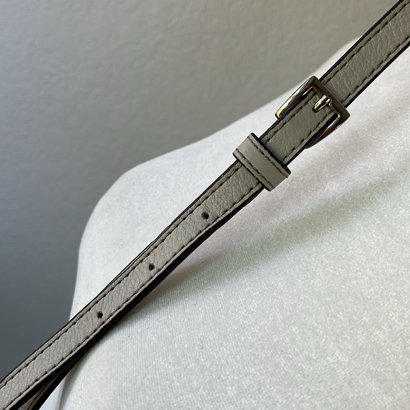 Tiganello Leather Crossbody Grey Zip Top Graphic Satin Lining Vintage SO CUTE - Picture 4 of 15